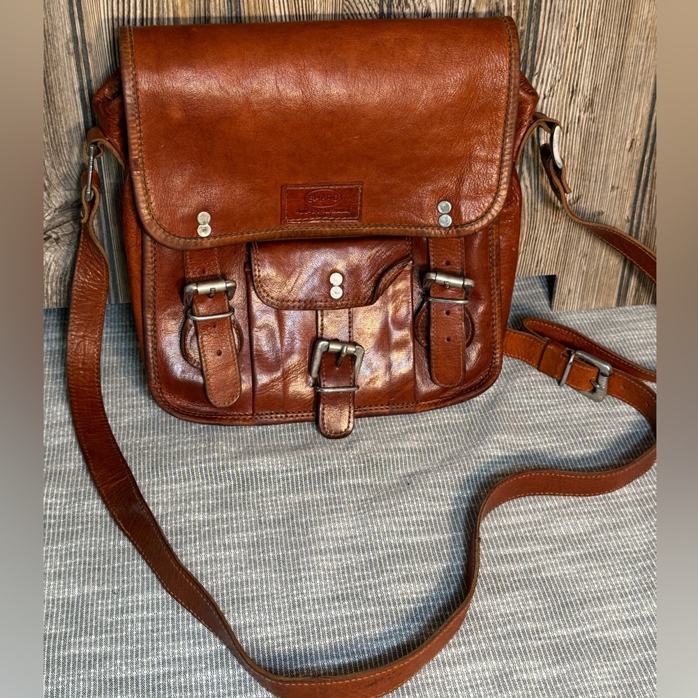 Sharo Brown Leather Crossbody Bag